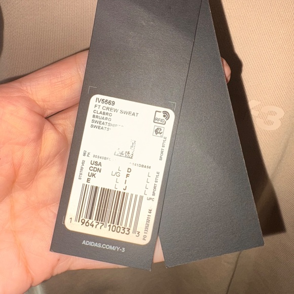 NWT!! Adidas Women's Y-3 by Yohji Yamamoto French Terry Crew Sweatshirt - Picture 5 of 5